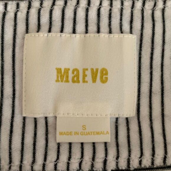 Anthropologie Maeve Kalama Ruffle Atriped White and Black Top SIze S - Picture 4 of 8